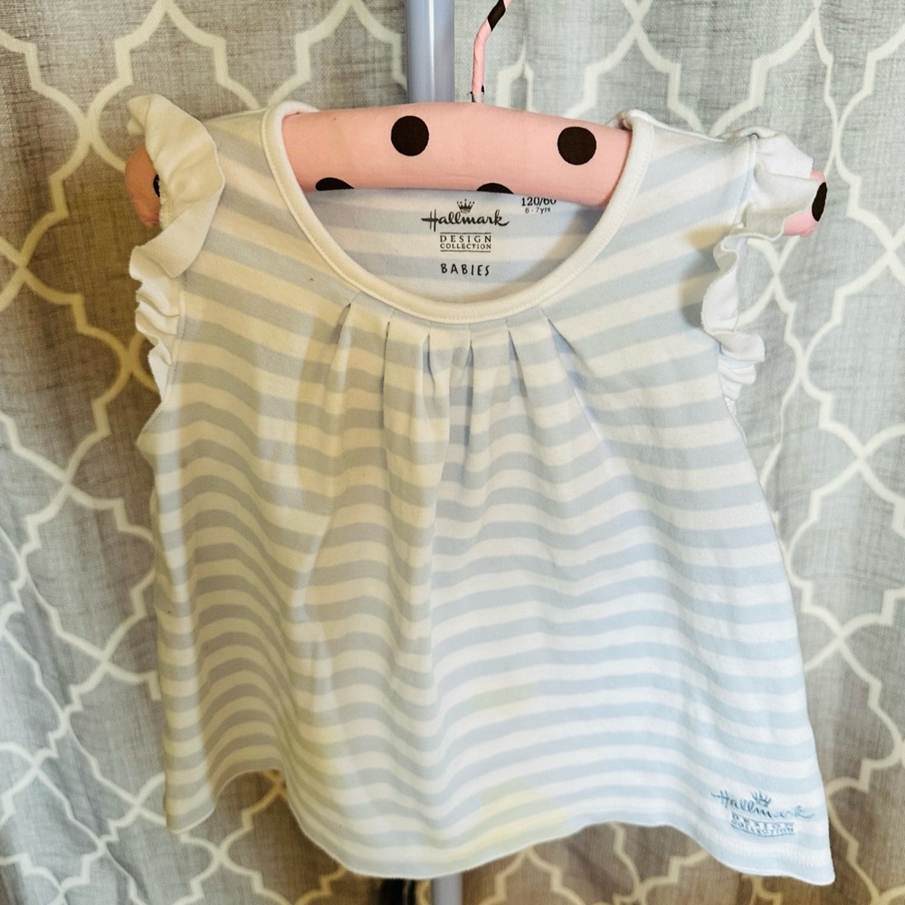 #137 Baby Hallmark Blue and White Short Sleeve Tee with Stripes